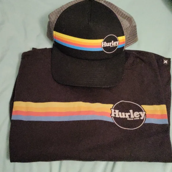 LGBTQ🌈HURLEY🏳️‍🌈SHIRT🌊MATCHING HAT - Picture 2 of 2